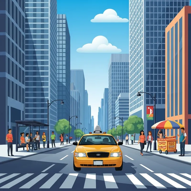 Vibrant Yellow Taxi Cab in Modern City | Cityscape Scene Vibrant Yellow Taxi Cab in Modern City | Cityscape Scene