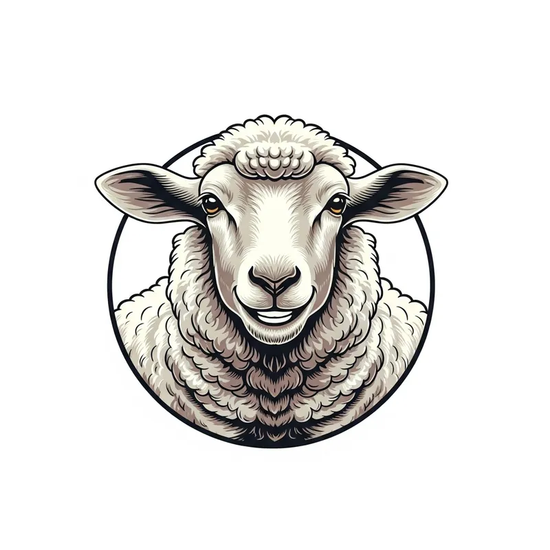 Detailed Cheerful Sheep Logo Design