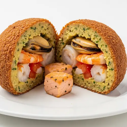 Exquisite Seafood-Filled Falafel | Menu Display