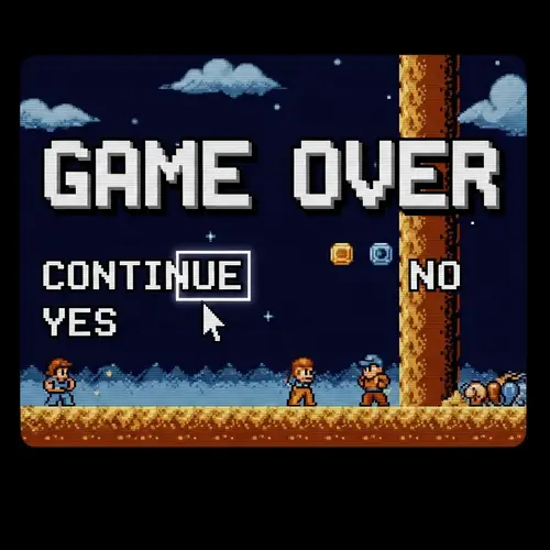 Old-School 8-Bit Style Game Over Screen with Nostalgic Vibe