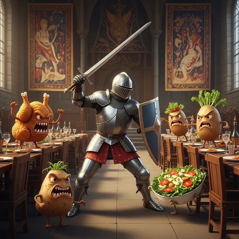 Epic Battle of Knight vs. Food