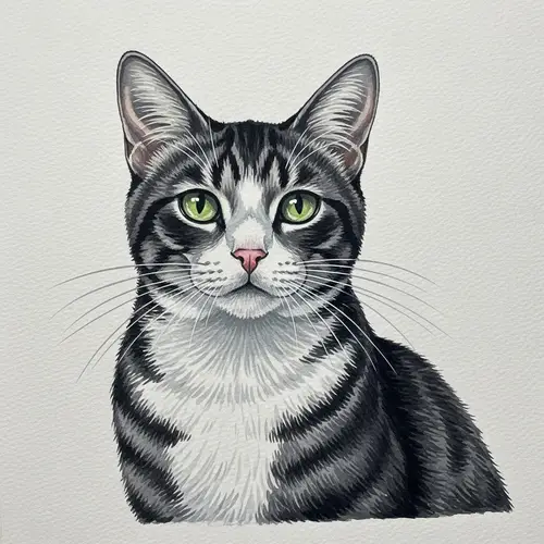 Watercolor Painting: Oceanic Cat Art