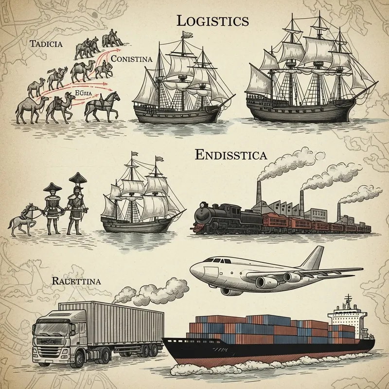 Historical Evolution of Logistics: Vintage Style Depiction