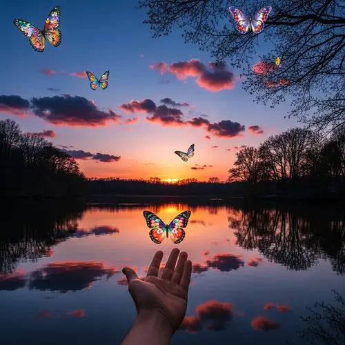 Tranquil Lake at Twilight Hour | Dreamy Sunset Scene