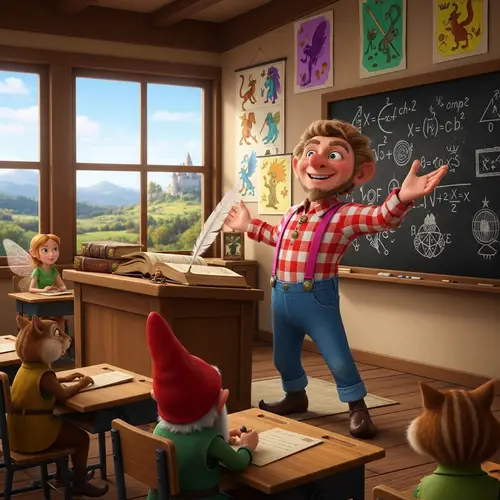 Rumpelstiltskin Teacher Outfit with Pink Suspenders