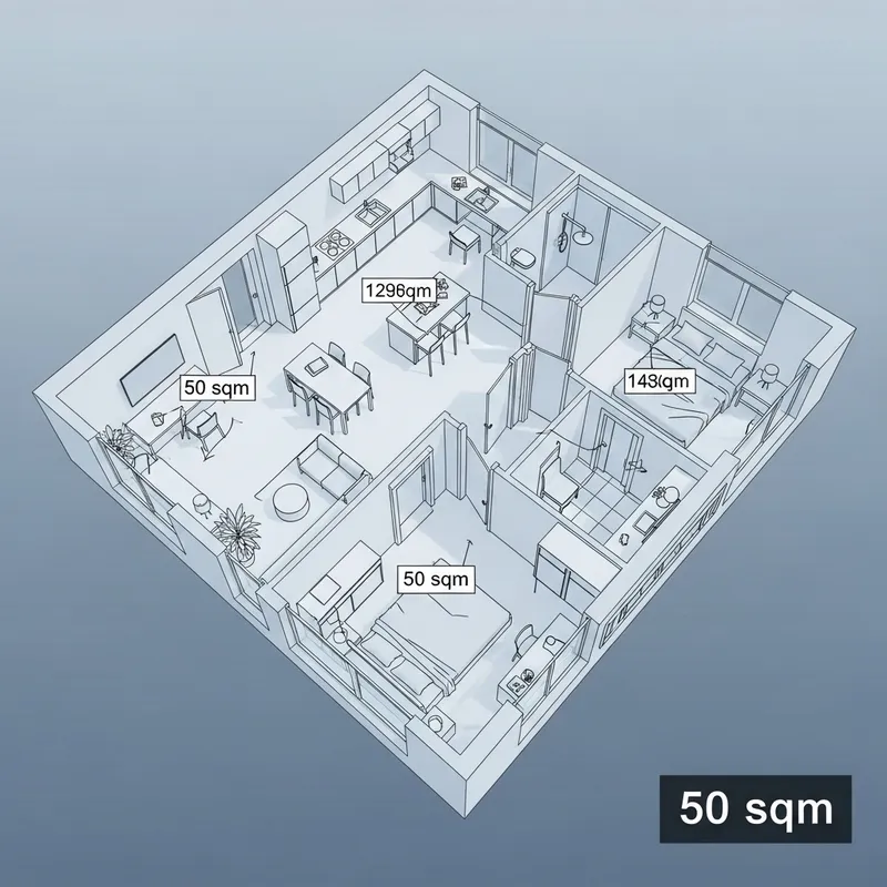 Spacious and Modern 3D House Design | 50m2, 2 Bedrooms, Contemporary Living