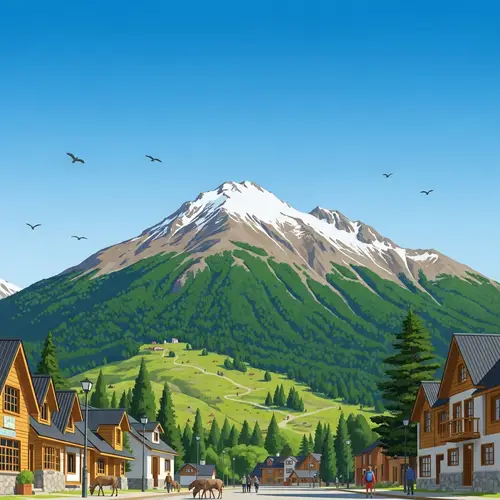 Bariloche Mountain View: Lush Greenery & Snow-Covered Peak