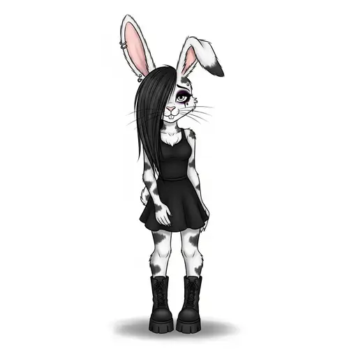 Emo Bunny Girl Illustration | Anthromorphic Character Art