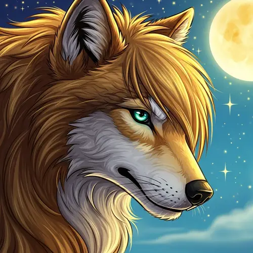 Golden Cartoon Wolf: Noble and Friendly