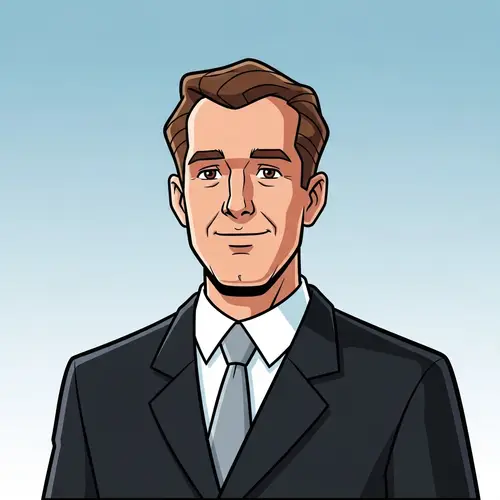 Cartoon Businessman in Suit: Elon Musk Style