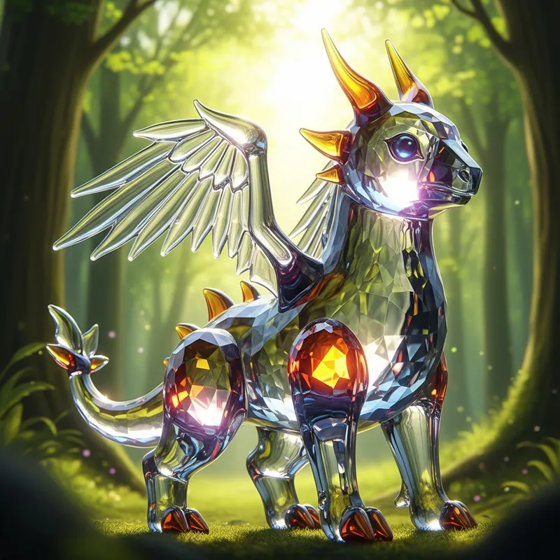 Glass Pokémon - Majestic Glass Creature in Lush Forest
