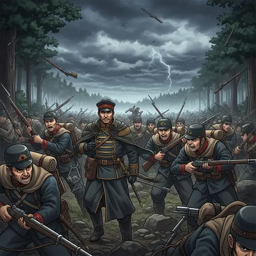 Historic War Anime Scene | Artistic Representation of a Dramatic Battle
