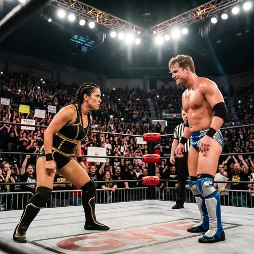 Dramatic Professional Wrestling Scene - Intense Battle