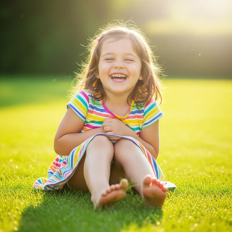 Joyful Candid Moment of a Young Girl in Vibrant Colors Joyful Candid Moment of a Young Girl in Vibrant Colors
