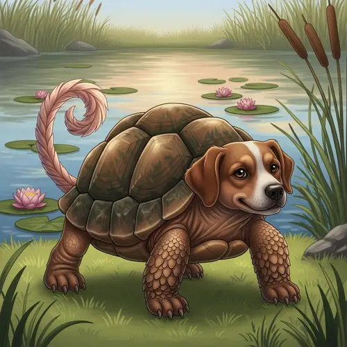 Tortoise Dog Hybrid: Unique Brown & Green Creature