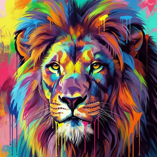 Psychedelic Lion Painting with Bold Brushstrokes | Colorful Art