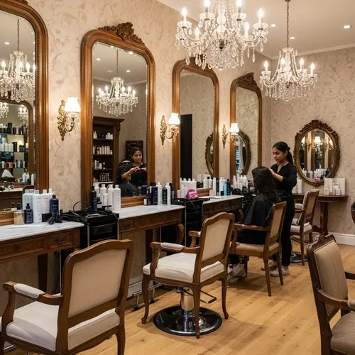 Vintage Cosmetic Salon with Elegant Wooden Accents