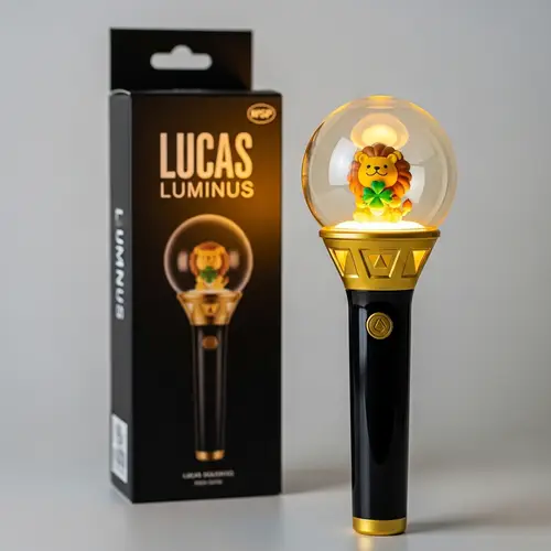 Kpop Lightstick 'LUCAS LUMINUS' - Black & Gold Design