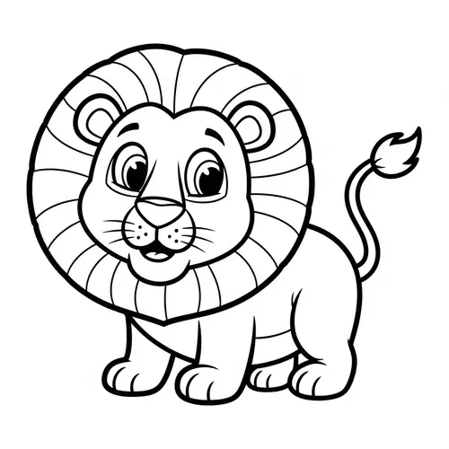 Simplistic Lion Cartoon for 3-Year-Olds Coloring | Classic Children's Book Style