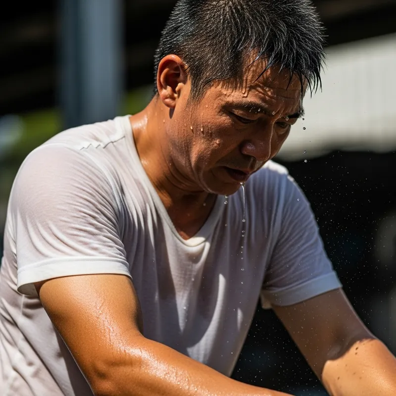 Intense Asian Man Sweating | Hard Work Under Blazing Sun Intense Asian Man Sweating | Hard Work Under Blazing Sun