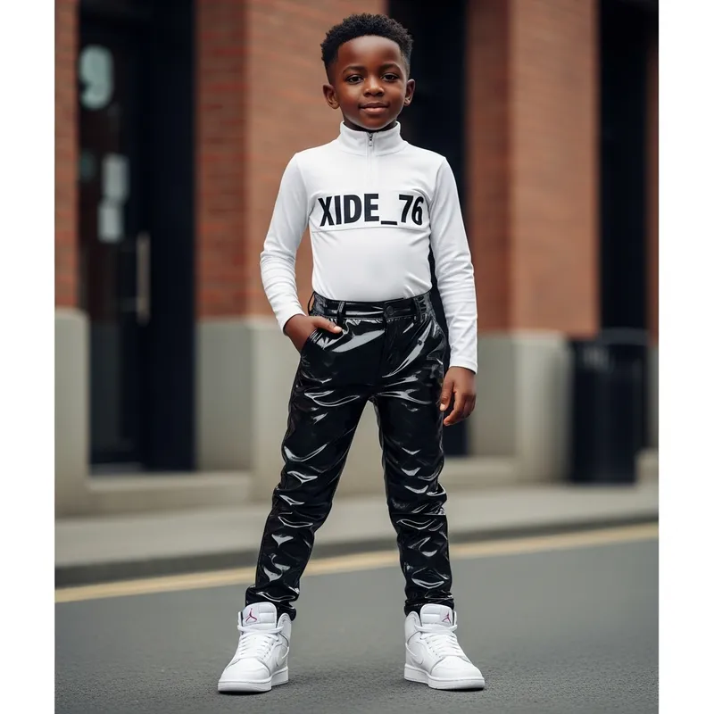 Stylish Black Boy in White Jordan Shoes and Xide_76 Pullover
