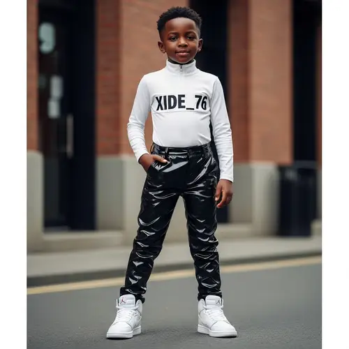 Fashionable Black Boy in White Jordan Shoes and Xide_76 Pullover
