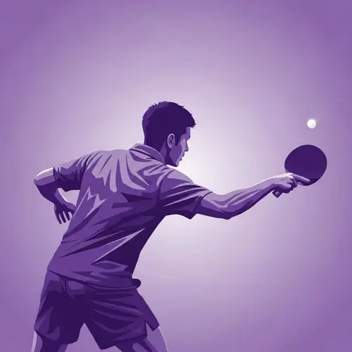 Dynamic Violet Table Tennis Player | Minimalist Sport Imagery