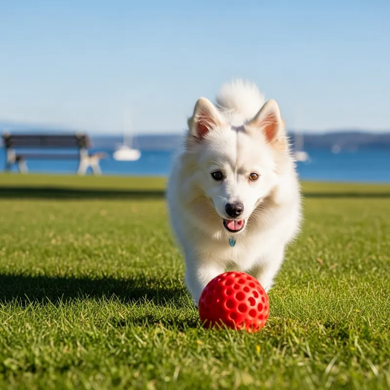Charming Icelandic Sheepdog Playing in the Sun Charming Icelandic Sheepdog Playing in the Sun