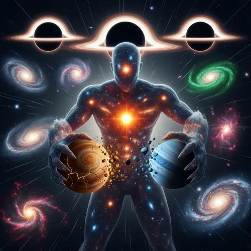 Giant Galactic Entity Destroying Worlds and Black Holes