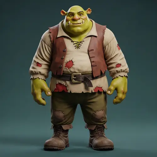 Friendly Ogre Character | Vibrant Green Skin | Joyful Forest Mood