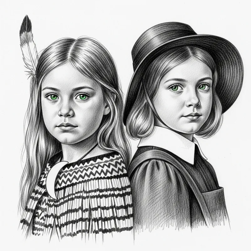Unity & Strength: Monochrome Sketch of Maori & British Girls in 1800's NZ Unity & Strength: Monochrome Sketch of Maori & British Girls in 1800's NZ