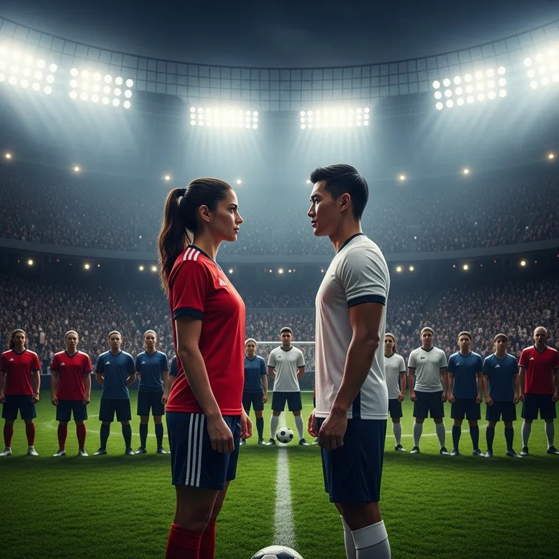Intense Soccer Captains Face-off in Stadium