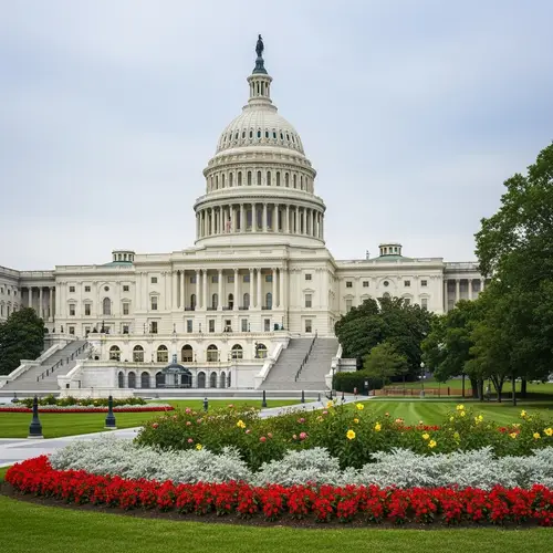 Neoclassical United States Congress Building Illustration