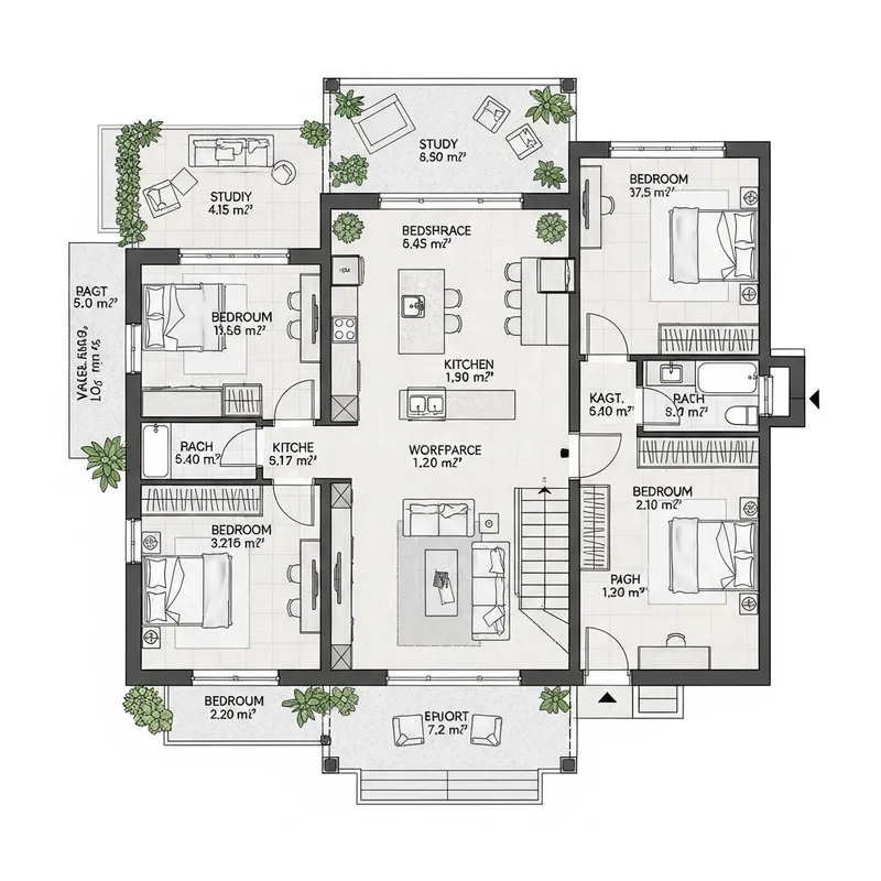 Modern Minimalist 3200 sqft House Floor Plan