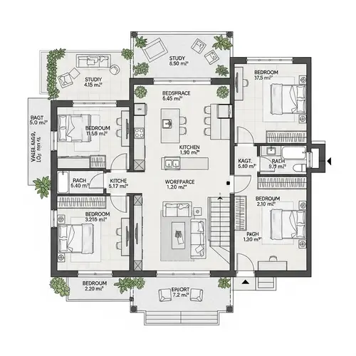 Modern Minimalist 3200 sqft House Floor Plan
