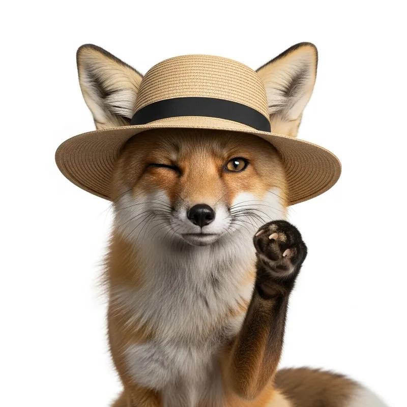 Cute Female Fox in Gorgeous Hat | Winking & Playful Gesture