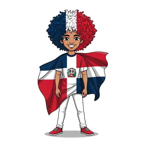 Dominican Flag Inspired Curly Hair - Cultural Representation