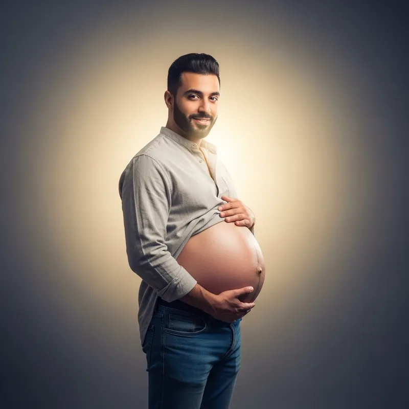 Proud Middle-Eastern Man Pregnant Belly | Expectant Joy Proud Middle-Eastern Man Pregnant Belly | Expectant Joy