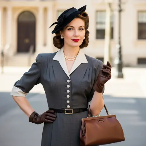 Vintage 40's Sophisticated Middle-Aged Woman Fashion Trends