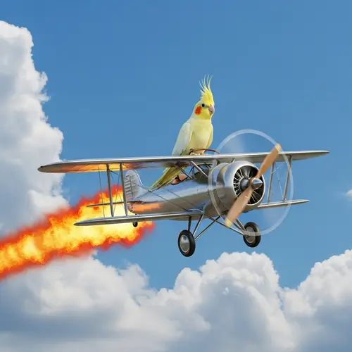 Cockatiel Riding an Airplane: A Fiery Adventure