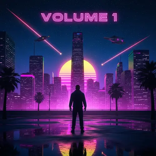 Synthwave Retro-Futuristic Cityscape: Journey Through Time and Memory