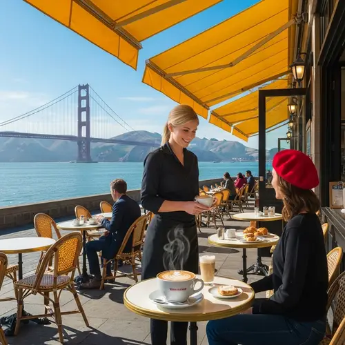 Charming French Cafe with Golden Gate View