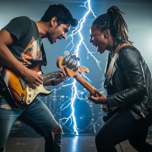 Dynamic Confrontation: Rock Musicians in Electrifying Clash