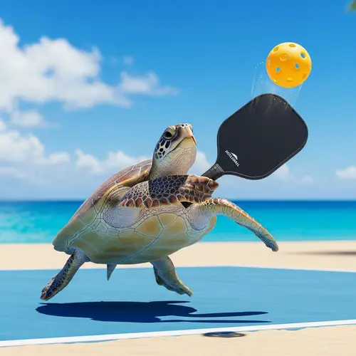 Playful Sea Turtle Pickleball Paddle Swing | Vibrant Beach Wildlife