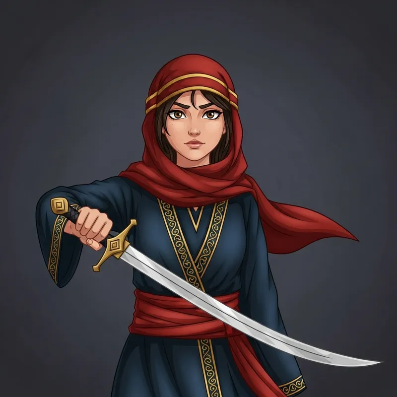 Arab Girl with Sword - Unique Character Portrait