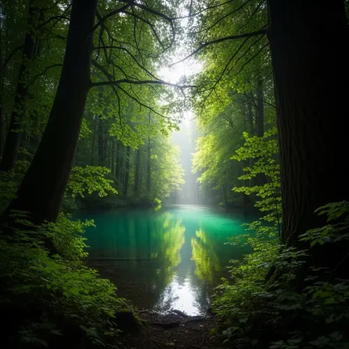 Enchanting Mystical Forest and Glowing Lake