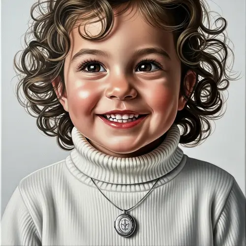 Smiling Child Portrait - Realistic Oil Painting Art