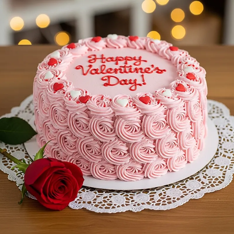 Happy Valentine's Day Cake: Elegant Round Cake Design Happy Valentine's Day Cake: Elegant Round Cake Design