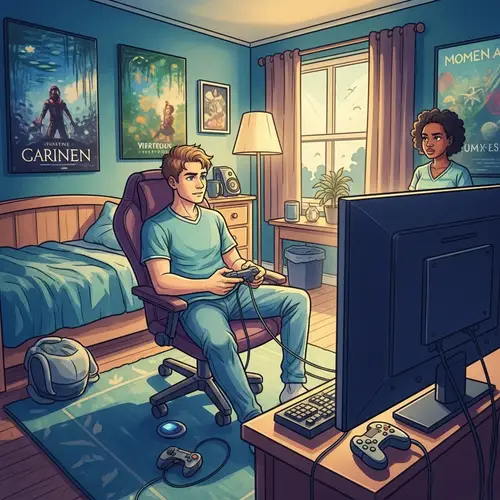 Vibrant Gaming Watercolor Illustration