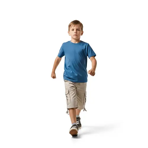 Energetic Young Boy Marching | Youthful Vigor & Purpose